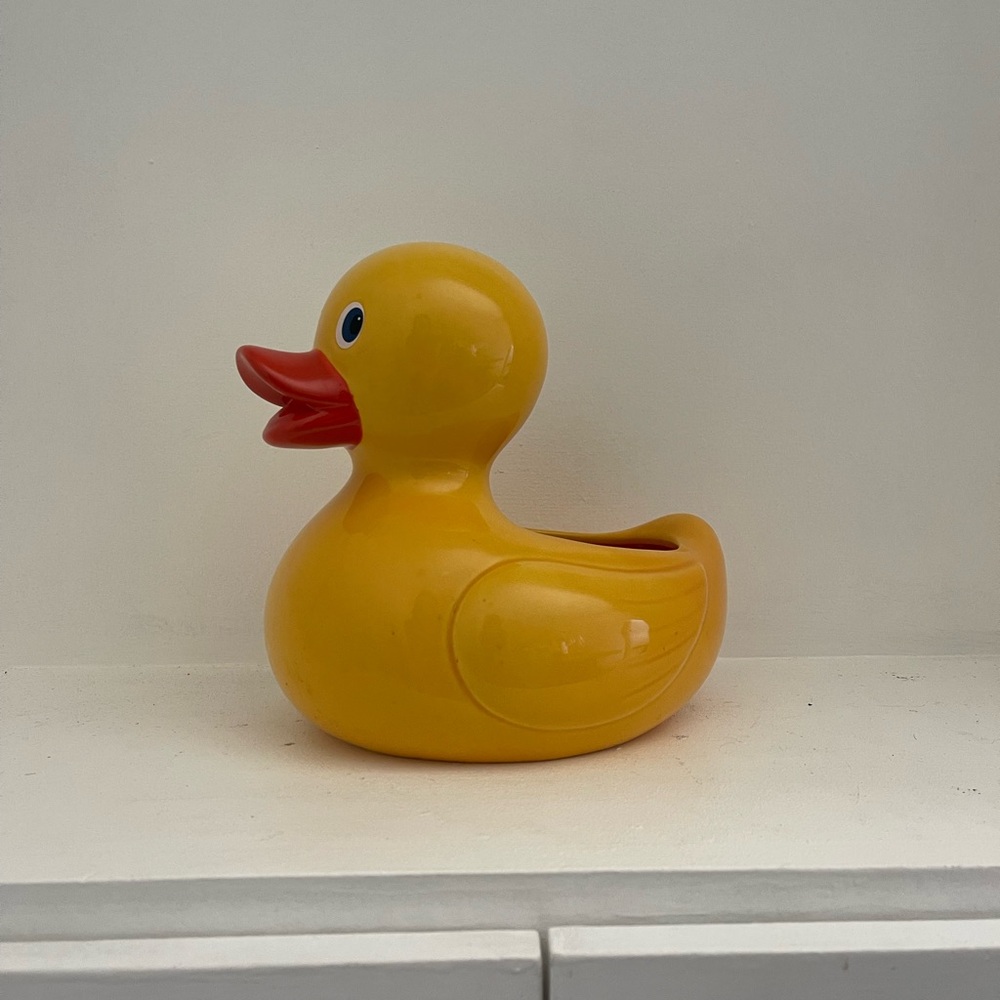 Large Yellow Duck Ceramic Planter Vase